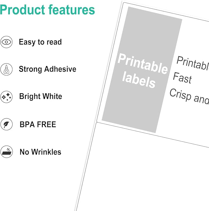L LIKED 200 Half Sheet Shipping Labels, 2 per Sheet, 200 Labels, 5.5 x 8.5 inch - Image 2