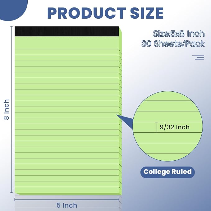 6pcs Small Note Pads, Writing Pads 5 x 8, Legal Pads, Pad Paper Perforate - Image 2