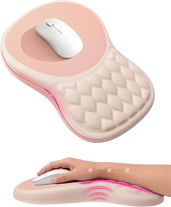 Ergonomic Mouse Pad with Wrist Rest, Slope Design Memory Foam Support, Smooth by PVIPCZ