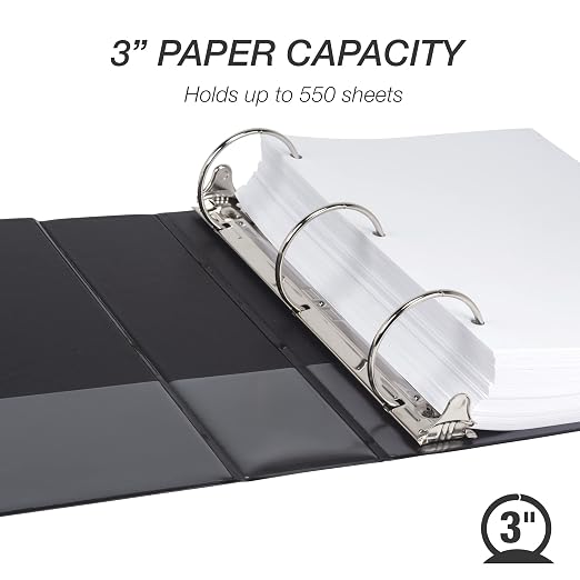 Samsill 3 Inch 3 Ring Binder, Made in USA, Economy Round Ring, 550 Sheet - Image 3