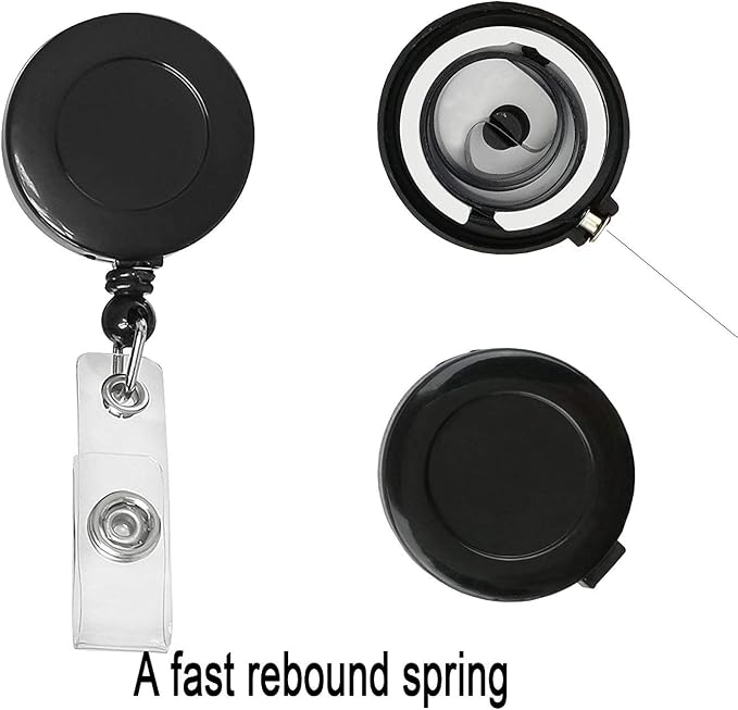 JANYUN 100 Pcs Black Badge Reels Retractable Badges Holder - Image 4