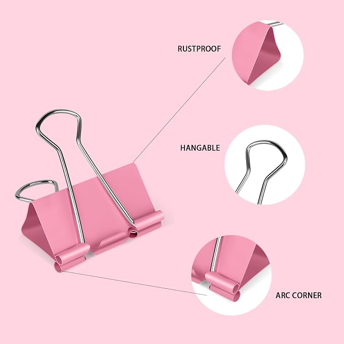 Ufmarine Extra Large Binder Clips 2 inch Length, Colorful Paper Clips Large - Image 6