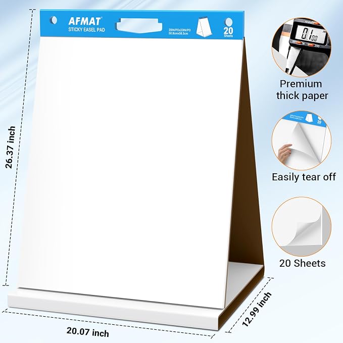 AFMAT Tabletop Sticky Easel Pad & Dry Erase Board 2 in 1, 20 x 23 in Portable - Image 8