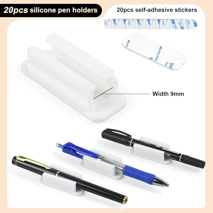 20 Pack Silicone Pencil Holders, Adhesive Pen And Marker Holders, Wall - Image 4