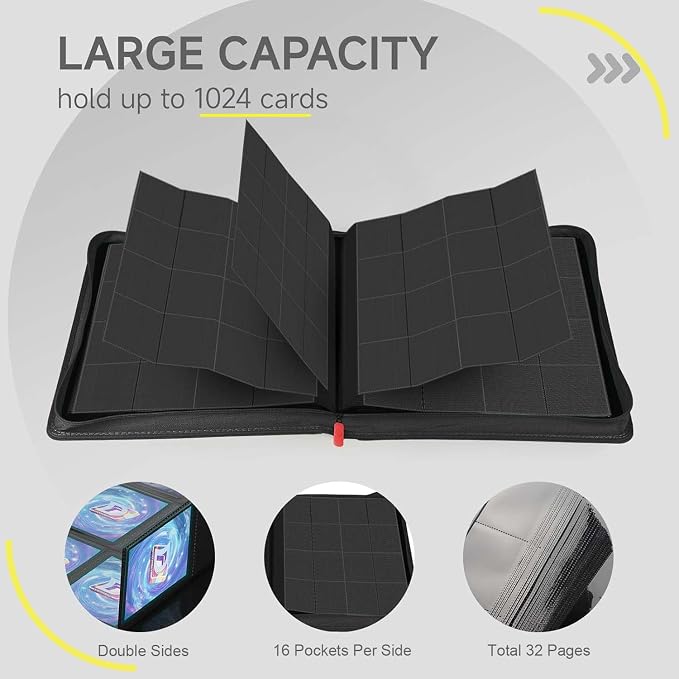 Card Binder with 1024 Cards, 16 Pocket Trading Card Binder Includes 32 Page - Image 4