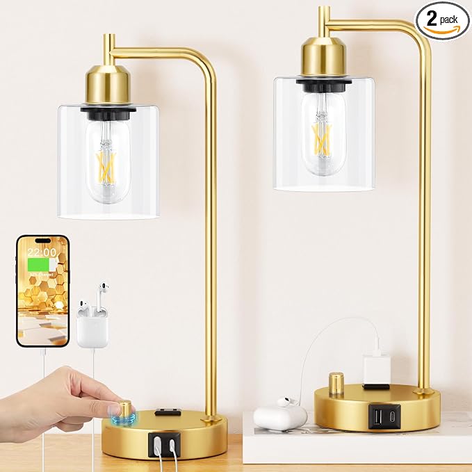 Innqoo Industrial Table Lamp for Bedroom Set of 2 by Innqoo