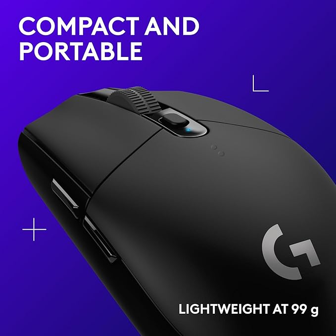 Logitech G305 LIGHTSPEED Wireless Gaming Mouse, Hero 12K Sensor, 12,000 DPI, Lightweight, 6 Programmable Buttons, 250h Battery Life, On-Board Memory, PC/Mac - Black-DeskLoop Office
