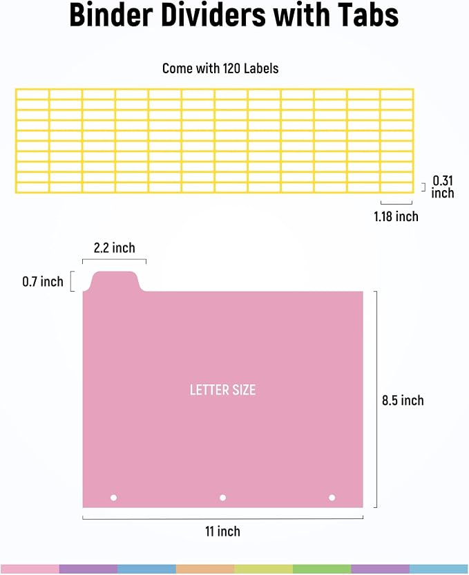 BiuLeon Binder Dividers with Tabs, Plastic Dividers - Image 2