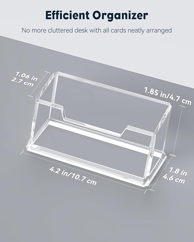Uniclife Acrylic Business Card Holder for Desk 1 Slot Clear Business Card Display Stand for Men & Women Desktop Business Card Organizer Card Stand for Office Home Exhibition, 60 Card Capacity-DeskLoop Office