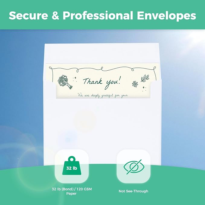Ohuhu Blank White Cards and Envelopes 100 Pack - Image 8