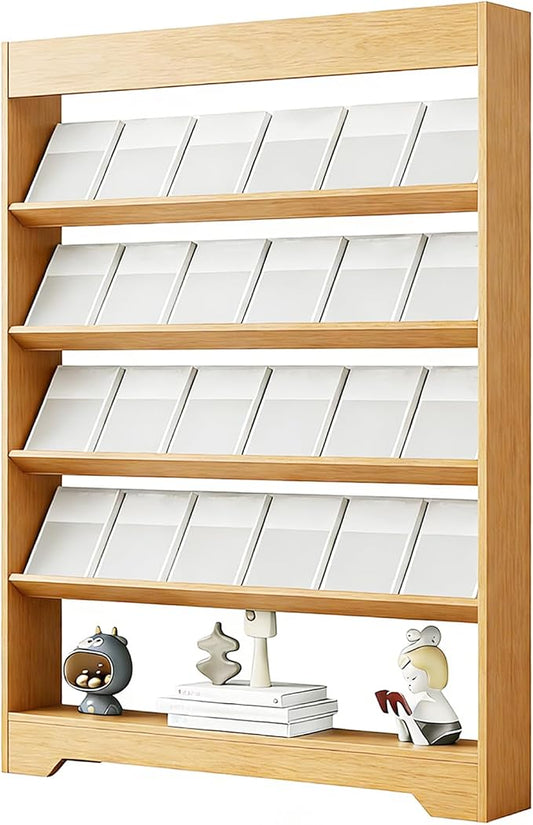 LHIUGE 5-Layer Brochure Display Rack, Freestanding Wooden Magazine Rack by LHIUGE