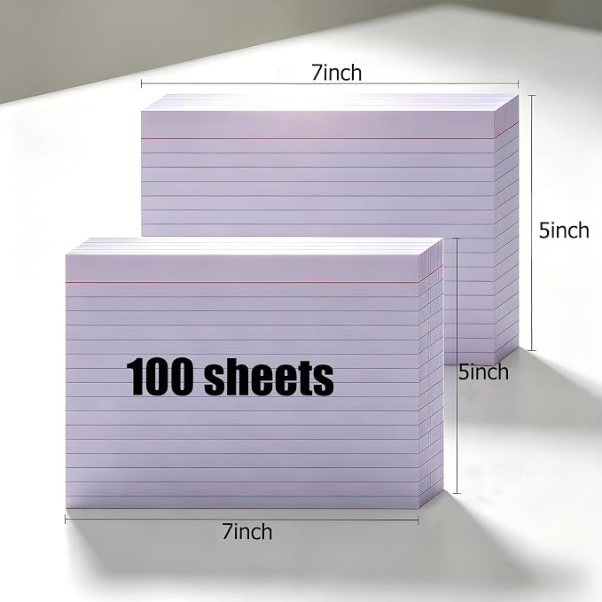 5x7 Purple Index Cards 100 Count, Large Ruled Note Cards - Image 2