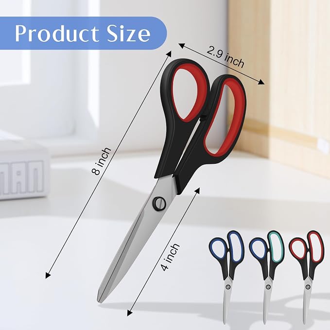 3 Pack Heavy Duty Scissors, 8.3"Stainless Steel Scissor - Image 2