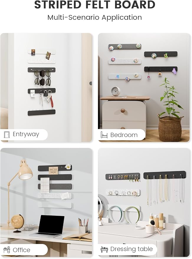 Fluxynara Cork Board Alternative Felt Strip Board 5-Pack 13"x2", Office Pin - Image 6