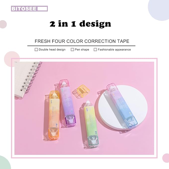 2 in 1 Correction Tape and Double Sided Tape Roller, Cute Quick Dry Japan - Image 3
