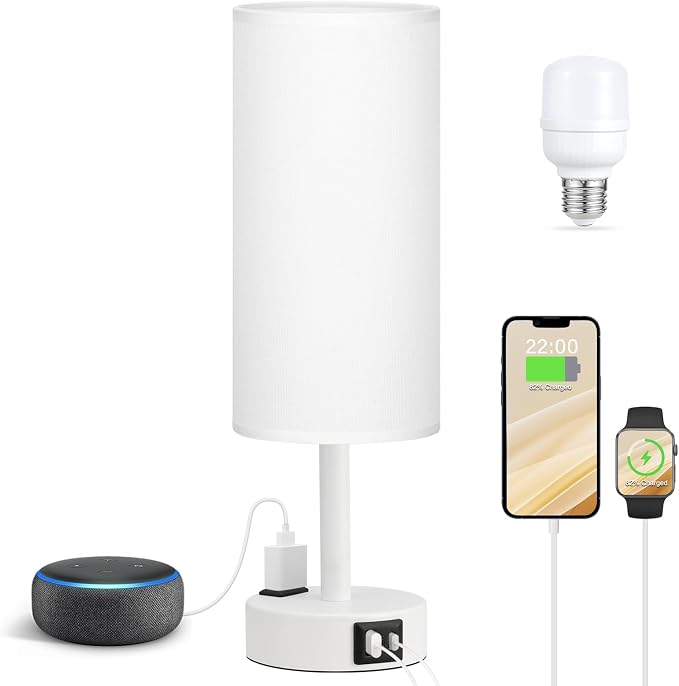 Fenmzee Matte White Bedside Table Lamp by Fenmzeelighting