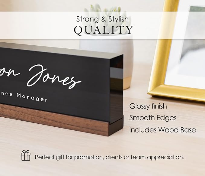 Personalized Acrylic Name Block w/Wooden Base - Image 5