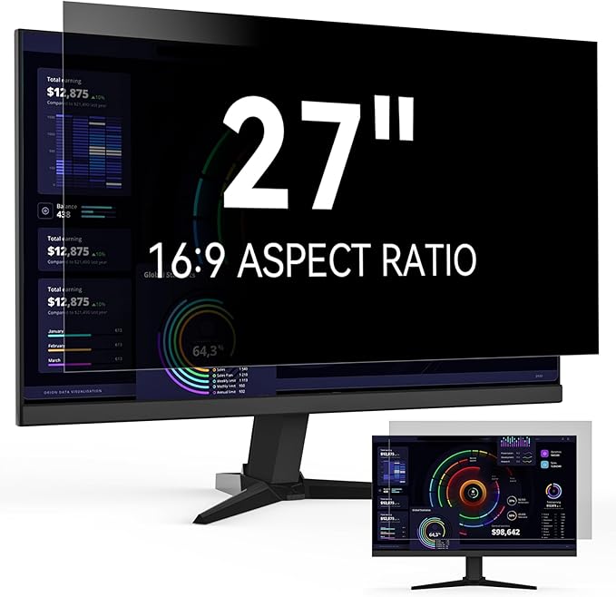 27 Inch Privacy Screen for Computer Monitor 16:9 Aspect Ratio, Eye Protection by Protescreen