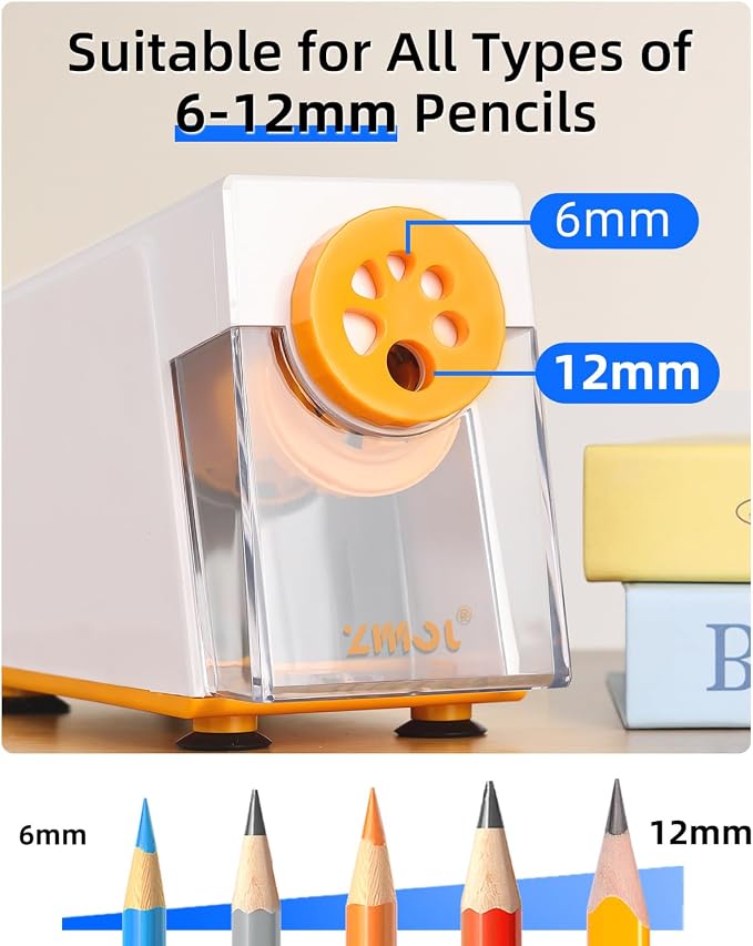 ZMOL Heavy Duty Electric Pencil Sharpener, 6-Hole Classroom Pencil Sharpener - Image 2