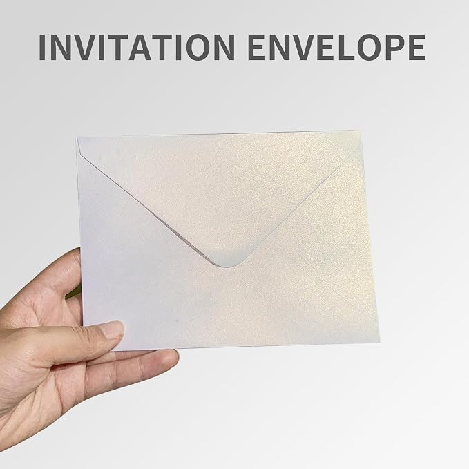 YINUOYOUJIA 50 PCS Pearl white Envelopes A7, 5 x 7 white Shimmer Envelopes - Image 6