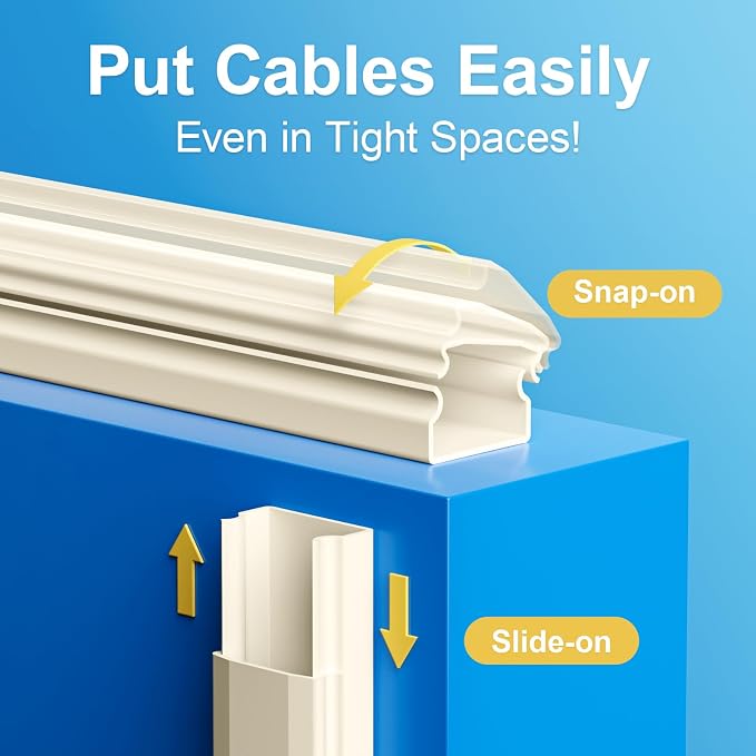Yecaye TV Cord Hider, 42In Large Cable Hider Beige, Wire Covers - Image 8