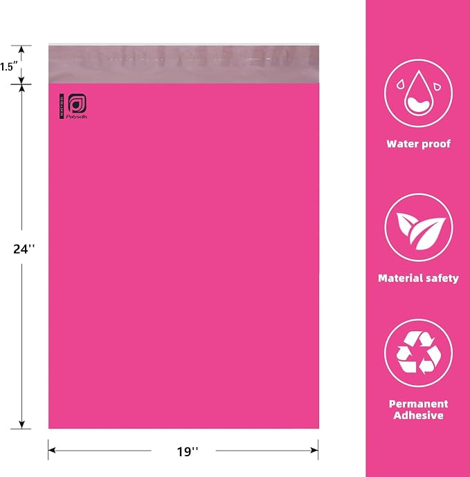 POLYSELLS 100 pcs 19x24 Inches Pink Poly Mailers Shipping Envelopes, Strong - Image 2