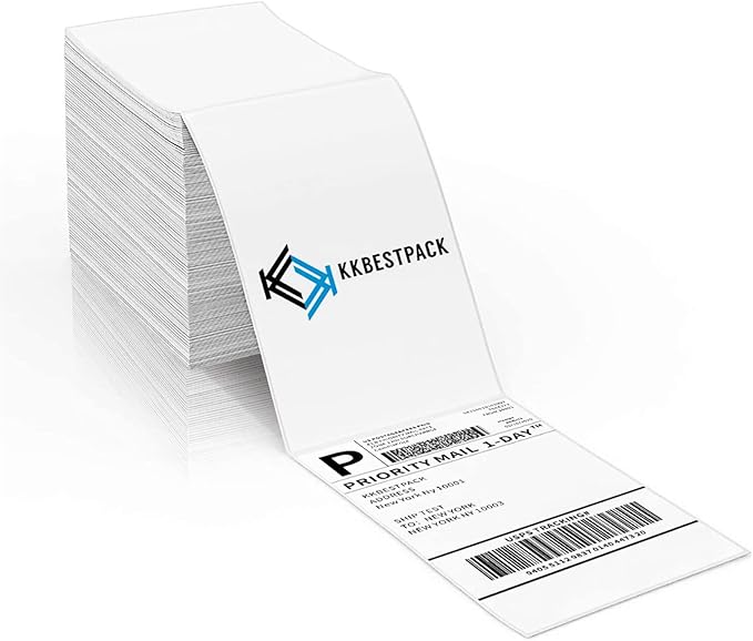 KKBESTPACK Fan Fold 4x6 Direct Thermal Shipping Labels, Direct Thermal Printer Label (Pack of 500)-DeskLoop Office