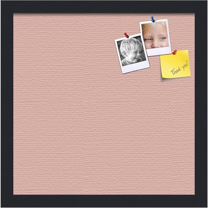 PinPix 14x14 Inch Cork Bulletin Board. This Decorative Framed Pin Board Comes with Pink Pastel Design and a Satin Black Frame. Ideal for Home Office Decor or Message Board (PinPix-1813)-DeskLoop Office