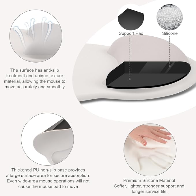 MOSISO Wrist Rest Support for Mouse Pad&Keyboard Set, Circle Curved Ergonomic - Image 2