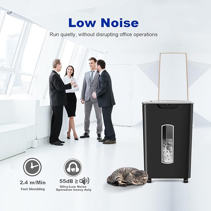 Paper Shredder for Home Office, 60 Sheets Auto Feed, 55dB Super Quiet, P-4 Cross Cut, 2.4m/min High-Speed Shredding, 5.8 Gallon Bin, CD/Credit Card Shredder with Anti-Jam & Dual Modes-DeskLoop Office