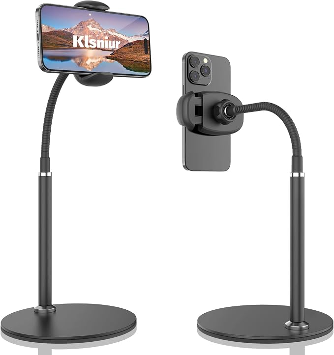 Cell Phone Stand, Adjustable Height & Angle Gooseneck Stand by Klsniur