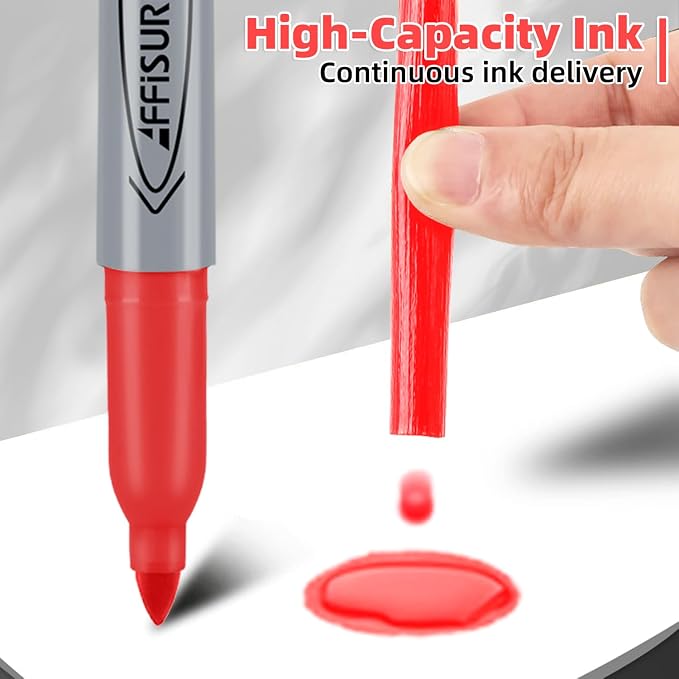 Red Permanent Marker, Fine Point Markers Quick Drying, Fade Resistant, No Smear - Image 4