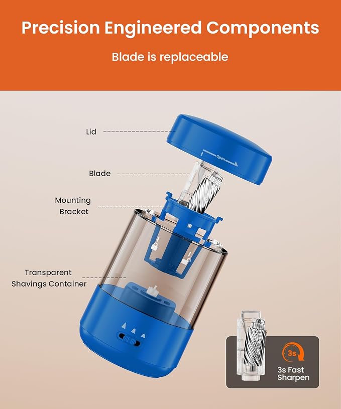 Electric Pencil Sharpener for Classroom, Fully Automatic Pencil Sharpener for - Image 6