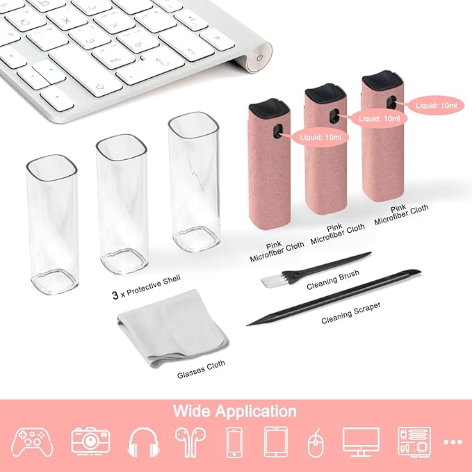 walrfid 3 Pack Screen Cleaner, Car Screen Cleaner Spray and Wipe, Computer Laptop Cleaning Kit for Electronic iPad, iPhone, Cellphone, Monitor, MacBook, Car Display, Tablet, TV Flat Screens, Pink-DeskLoop Office