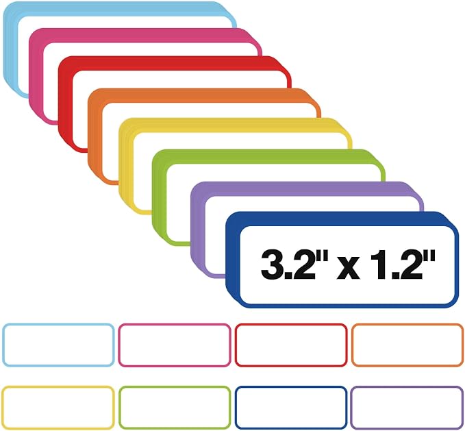 72 Pcs Dry Erase Magnetic Labels Border, 3.2" x 1.2" 8 Colors | Reusable by Nitelemn