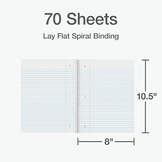 Oxford Spiral Notebook 1-Subject, Bulk College Ruled Spiral Notebooks - Image 2