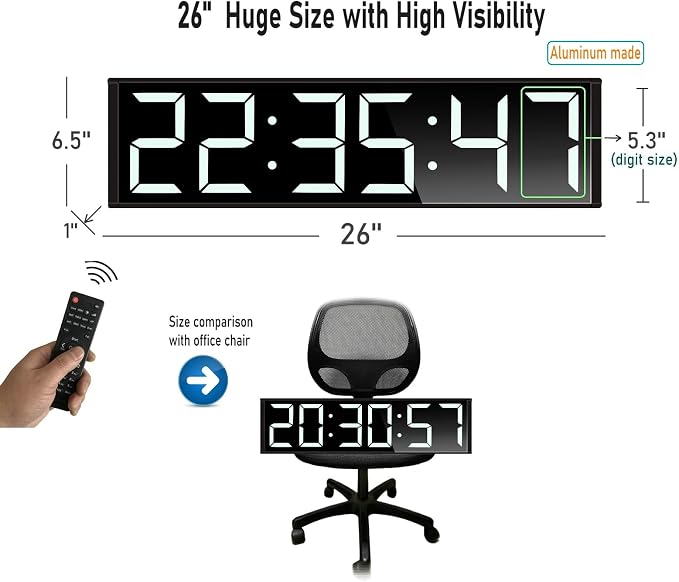 ETEBRG 26'' Huge Digital Wall Clock, Home Gym Interval Workout Timers, - Image 2