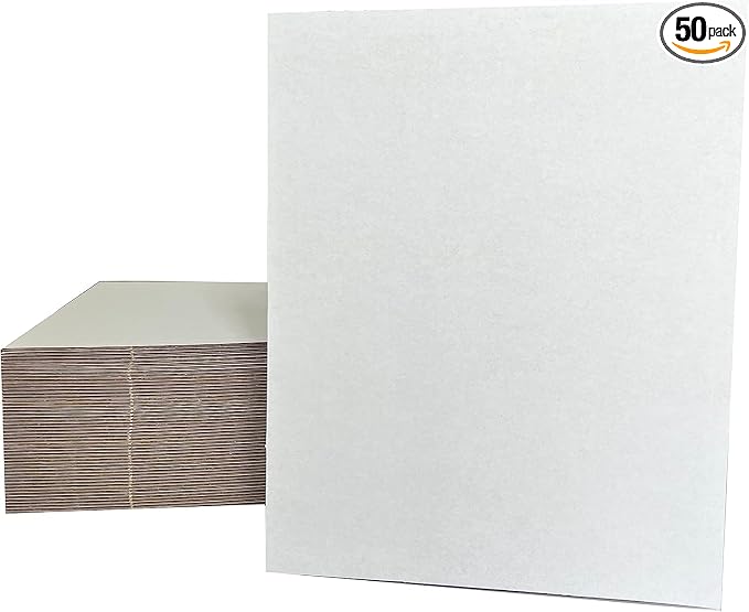 50 Packs 9x12 Inch Cardboard Sheets, Premium White Corrugated Cardboard Backing by ANSSDO