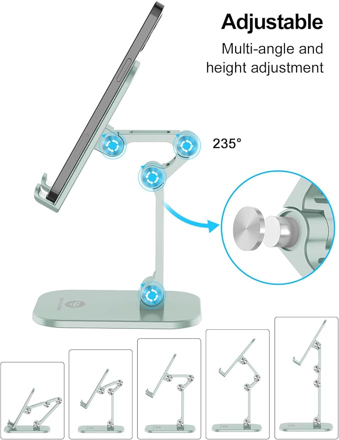 OCYCLONE Phone Stand, Adjustable Height and Angle Foldable Cell Phone Stand - Image 2