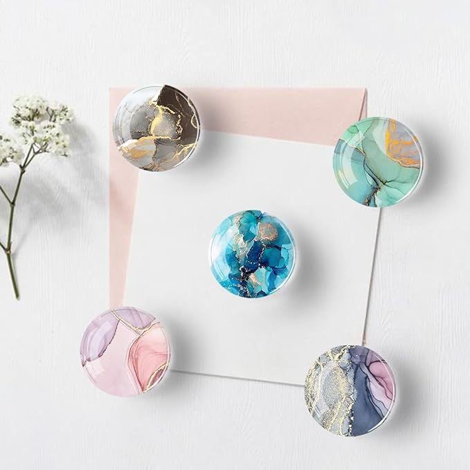 12Pcs Glass Strong Magnetic Refrigerator Magnet Fridge Sticker,Marble Crystal Fridge Magnets Decoration for Crafts,Fridge Magnets for Kitchen, Office Whiteboard, Cabinet and Dishwasher-DeskLoop Office
