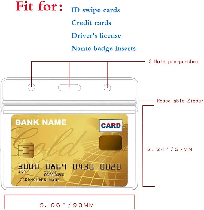 Horizontal Badge Holders Sealable Waterproof Clear Plastic Name Tag ID Card - Image 2