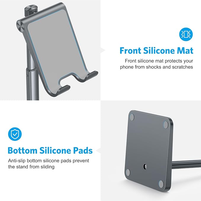 OMOTON Cell Phone Stand, Adjustable Angle Height Desk Phone Dock Holder - Image 5