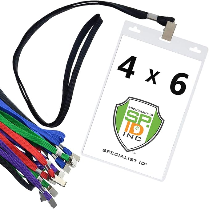 10 Pack - Premium 4X6 Badge Holder - Heavy Duty Extra Large Badge and by SpecialistID
