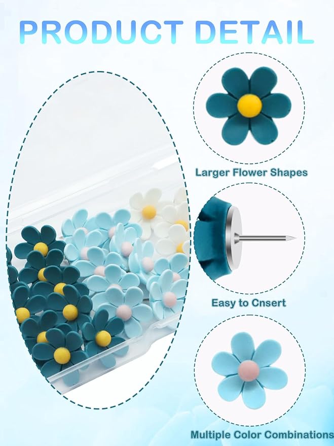 Cute Flower Push Pins, Map Pins Offices Schools Supplies - Image 3