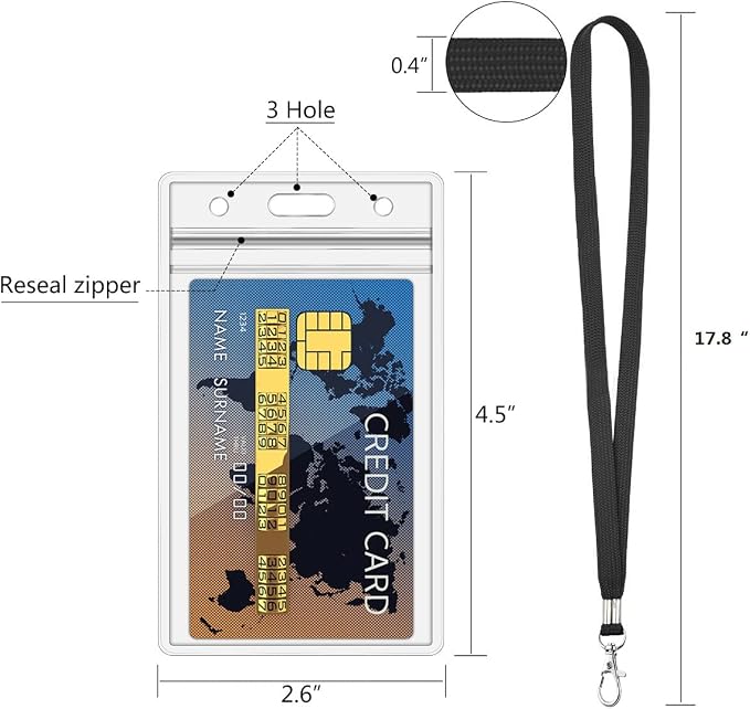 2Pack ID Badge Holder with Black Lanyards, Heavy Duty PVC Card Holder | - Image 2