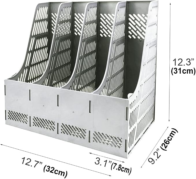 SAYEEC Sturdy Magazine Holder Organizer Desktop 4 Compartment File Holders - Image 2
