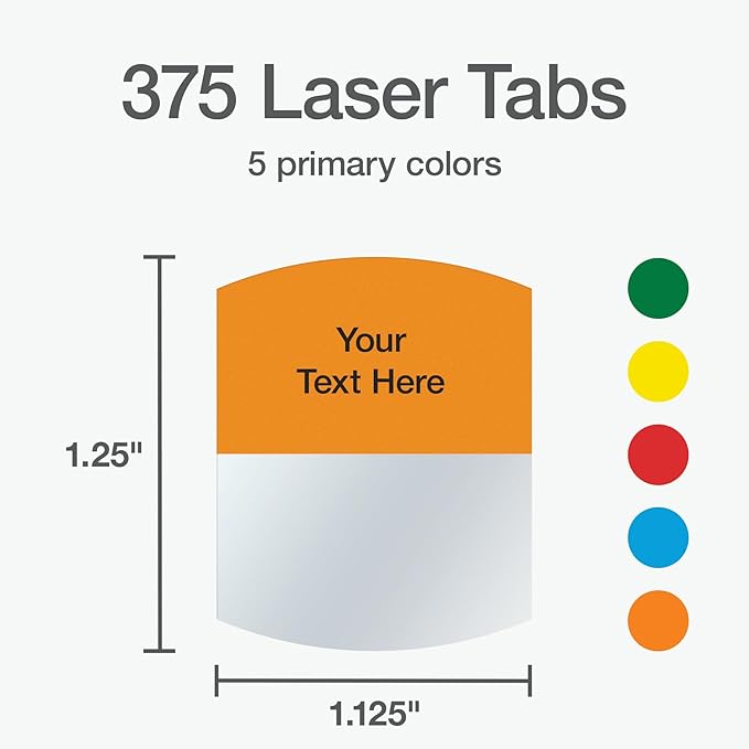 Redi-Tag Laser Printable Tabs, Permanent Index Tabs, Customizable Adhesive - Image 2