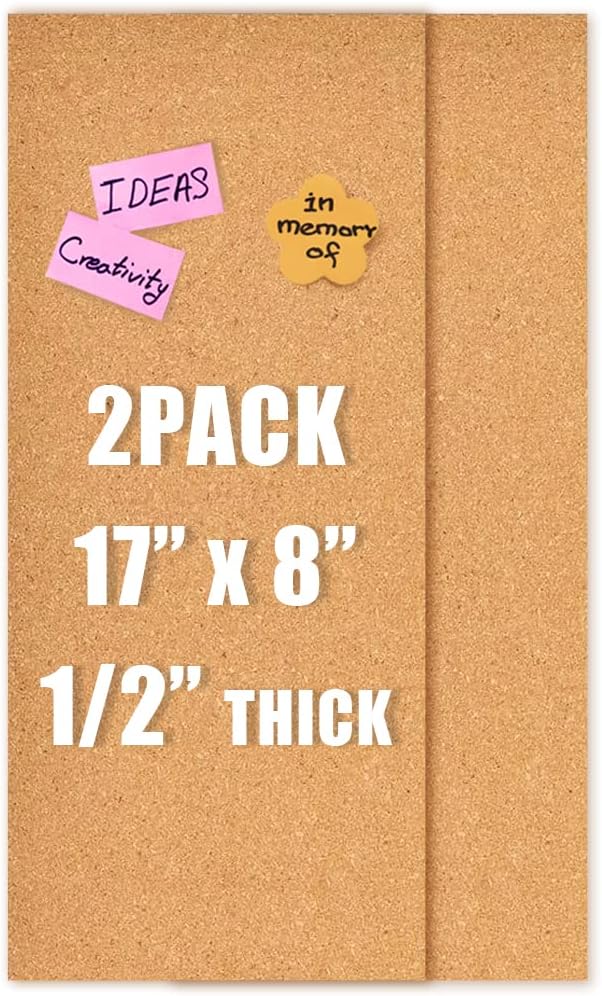 17x8 Cork Board Tiles Bulletin Board, 1/2" Thick Self-Adhesive Cork Boards by Aitakatta