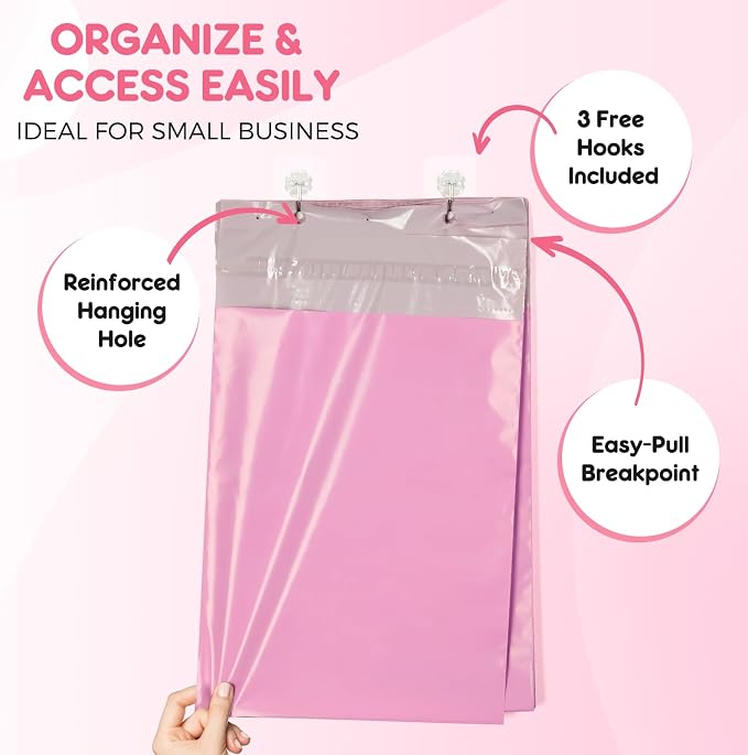 Fuxury Poly Mailers 12x15.5" 300PC Pink Shipping Bags - Image 3