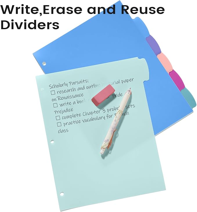 Sooez 6-Tab Durable Plastic Write & Erase Big Tab Dividers - Image 4